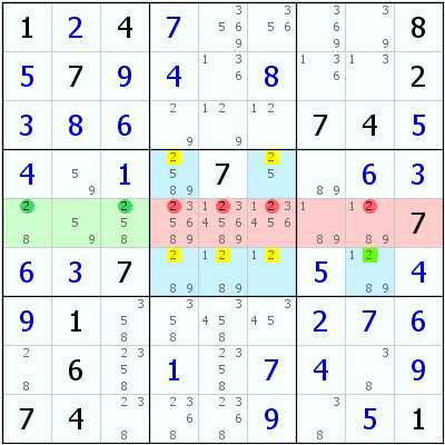 Sudoku - Direct Pointing Row