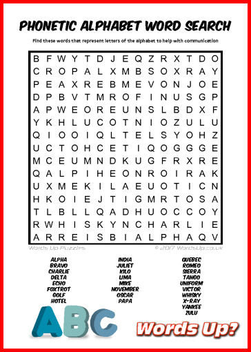 Phonetic Alphabet Word Search - Free Printable PDF