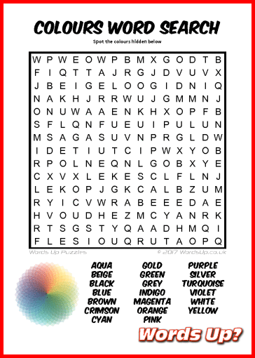 Colours Word Search Puzzle #15