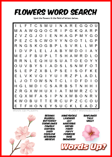 Flowers Word Search - Free Printable PDF