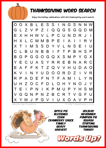 Thanksgiving Word Search - Free Printable PDF