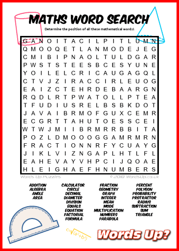 Maths Word Search - Free Printable PDF