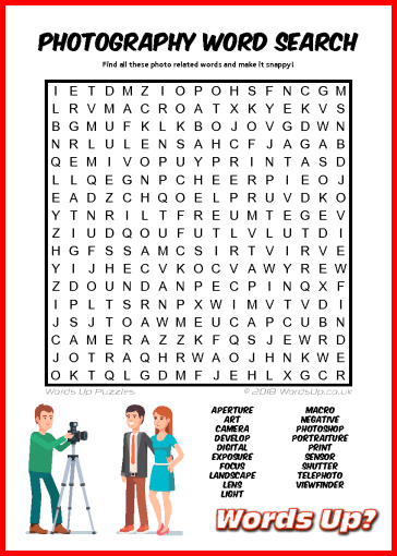 Photography Word Search - Free Printable PDF