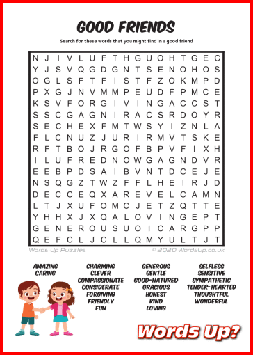 Good Friends Word Search - Free Printable PDF