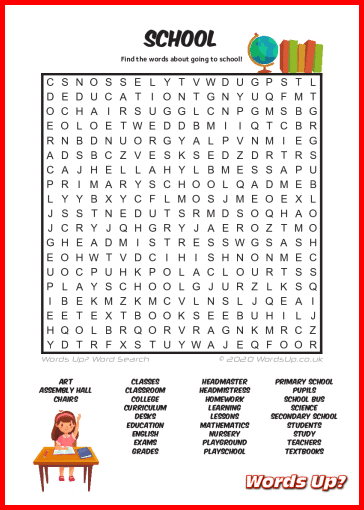 School Word Search - Free Printable PDF