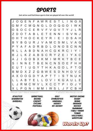 Sports Word Search - Free Printable PDF