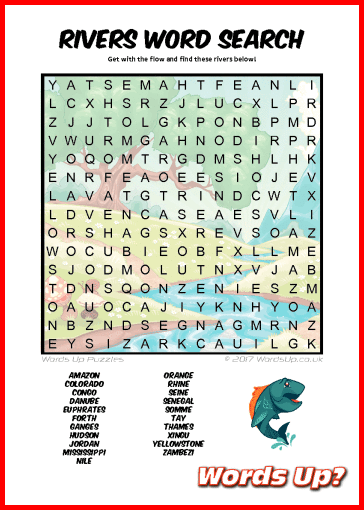 Rivers Word Search - Free Printable PDF