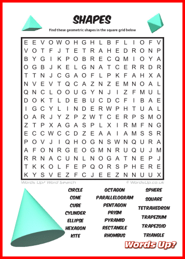 Shapes Word Search - Free Printable PDF