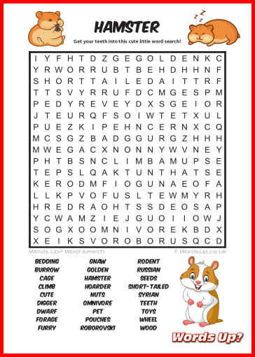 Hamster Word Search Puzzle #74